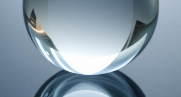 Berube BioVentures, Lens image, half a sphere lens, clear, silver, elegant geometry