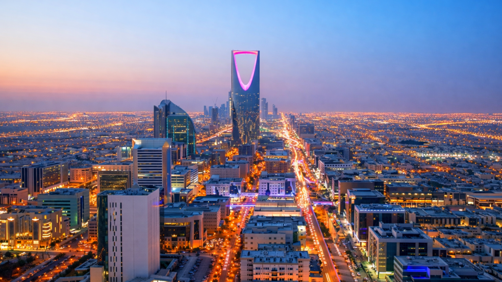Riyadh Skyline at Twilight – Geometric Urban Landscape